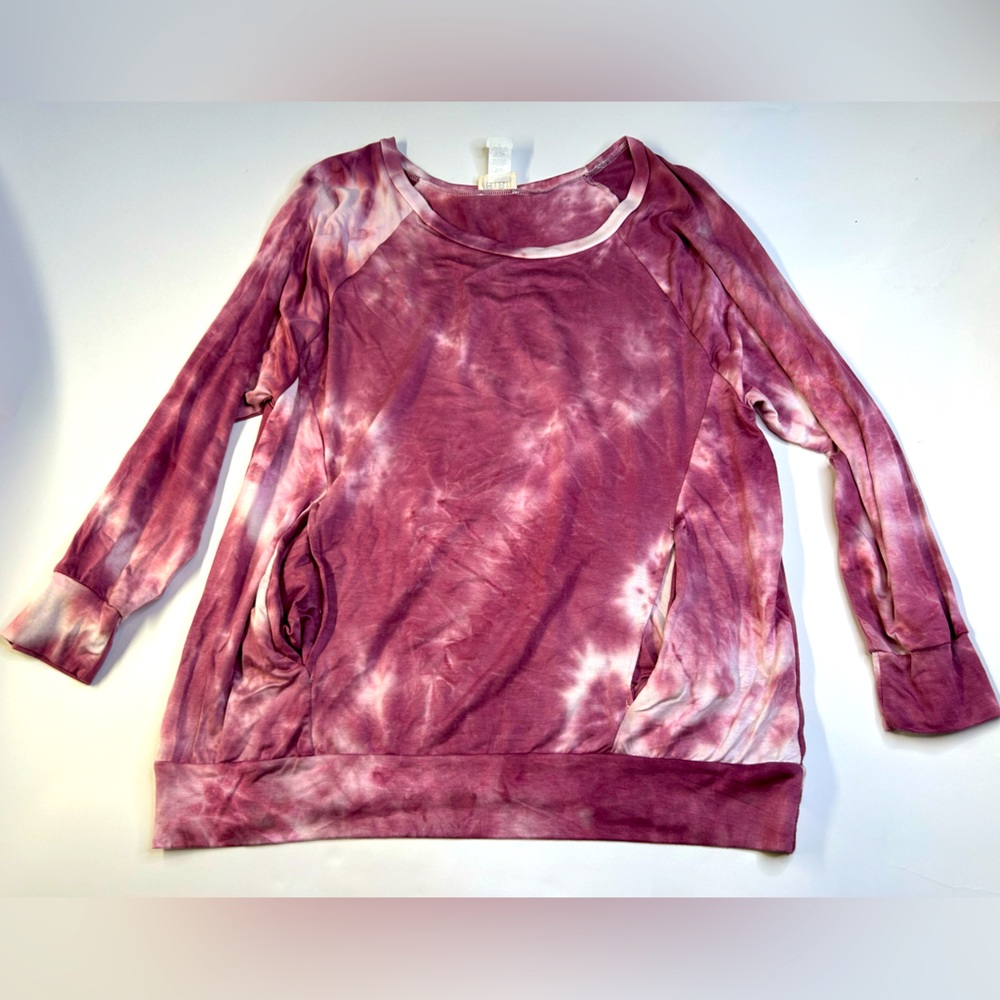 Bibi Tie Dye Crewneck Tunic Sweater with Pockets